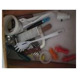 2 Drawers of kitchen utinsels, a sa...