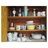 Cupboard of cups, mugs, Pyrex, and ...