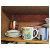 Cupboard of cups, mugs, Pyrex, and ...