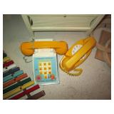 Vintage toys, ring toss, ribbon, an...