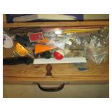 Wood box filled with new knives and...