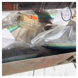 Vintage tackle box with vintage lures and other accessories