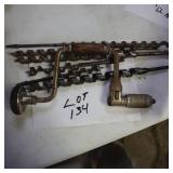 Vintage hand powered drill with assorted bits