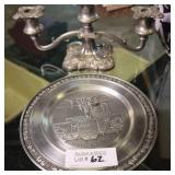 ZINC PLATE AND SILVER PLATED CANDLESTICK HOLDER