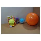 Assorted Toys - Bubble Machine, Water Bottle, Volleyball, Bouncy Ball