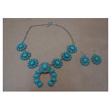 Squash Blossum Turquoise Necklace and Earrings