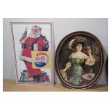 Assorted Beverage Collectables - Tip Trays, Plates, Metal Sign