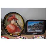 Assorted Beverage Collectables - Tip Trays, Plates, Metal Sign