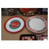 Assorted Beverage Collectables - Tip Trays, Plates, Metal Sign