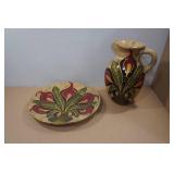 Large Decorative Clay Plate and Vase