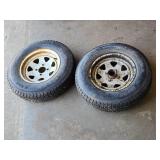 Lot of 2 Used Trailer Tires on Steel Wheels