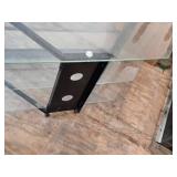 Glass and Metal TV Stand with Two Shelves