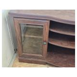 Wooden Entertainment Console with Glass Paneled Doors