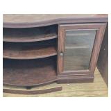 Wooden Entertainment Console with Glass Paneled Doors