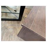 Wooden Entertainment Console with Glass Paneled Doors