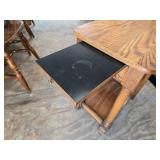 Vintage Oak Side Table with Pull-Out Tray