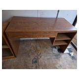 Wooden Desk with Built-In Shelves and Keyboard Drawer