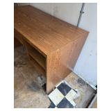 Wooden Desk with Built-In Shelves and Keyboard Drawer