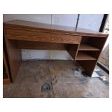 Wooden Desk with Built-In Shelves and Keyboard Drawer