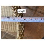 Wicker and Glass Oval Coffee Table