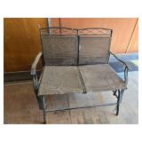 Outdoor Patio Loveseat with Metal Frame and Mesh Seating