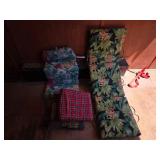 Collection of Cushions and Lounge Chair Pads with Floral and Plaid Designs