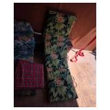 Collection of Cushions and Lounge Chair Pads with Floral and Plaid Designs