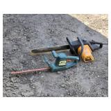18" Poulan Pro Chainsaw and Black & Decker Hedge Trimmer