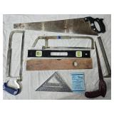 Hand Tools Including Saws and Level