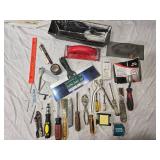 Hand Tools Including Taping Knife and Putty Knives, Screwdrivers, Pliers and More