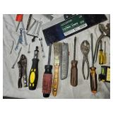 Hand Tools Including Taping Knife and Putty Knives, Screwdrivers, Pliers and More