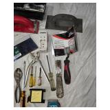 Hand Tools Including Taping Knife and Putty Knives, Screwdrivers, Pliers and More