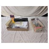 Office Supplies with Pens, Labels, and Tools