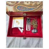Decorative Jewelry Box with Contents and Sewing Kit Collection
