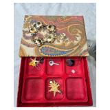 Decorative Jewelry Box with Contents and Sewing Kit Collection