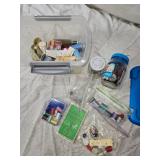 Decorative Jewelry Box with Contents and Sewing Kit Collection
