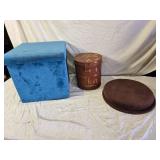 Vintage Flour Tin and Fabric Storage Ottoman