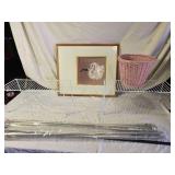 Nickel Finish Curtain Rods with Hardware, Sepia Still Life Art, and Wire Shelves