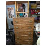 Wooden Chest of 5 Drawers and End Table