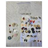 Vintage Earrings and Brooches with Assorted Accessories