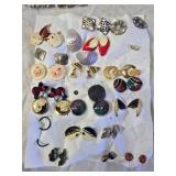 Vintage Earrings and Brooches with Assorted Accessories