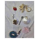 Vintage Earrings and Brooches with Assorted Accessories
