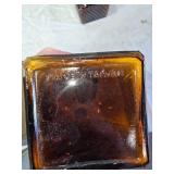 2 Vintage Amber Glass Decanters Made in Taiwan