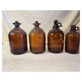 Vintage Hi-lex Amber Glass Jugs with Handles