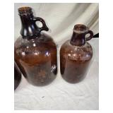 Vintage Hi-lex Amber Glass Jugs with Handles