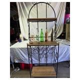 Metal Wine Rack Stand with Assorted Decorative Glass Bottles and Cork Collection