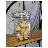 Metal Wine Rack Stand with Assorted Decorative Glass Bottles and Cork Collection