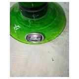 Pair of Hand-Crafted Bischoff Green Glass Decanters