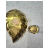 Vintage Brass Items Including Tray, Candlesticks, and Decorative Pieces