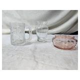Glassware Including Batman Forever Mug, Pink Glass Bowl, and Lead Crystal Vase